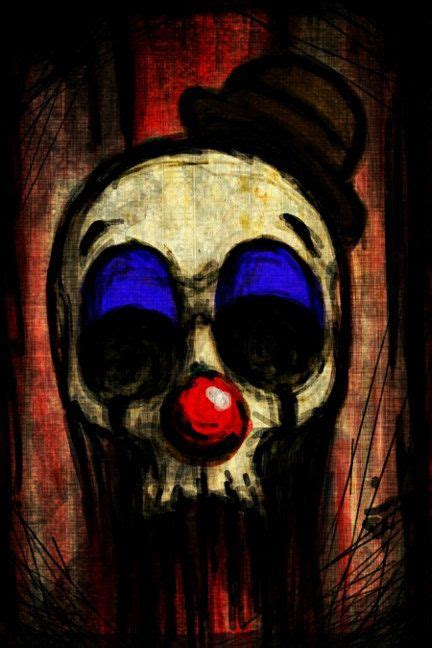 Bozo Clown Skull Archival Print Stretched Canvas Prints Bone Art