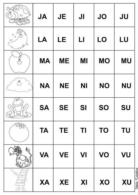 Corta Y Pegar De Silabas Dibujos Silabario En Español Silabas Para