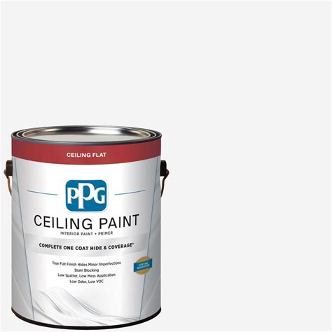 Ppg 1 Gal White Flat Interior One Coat Ceiling Paint With Primer Ppg83