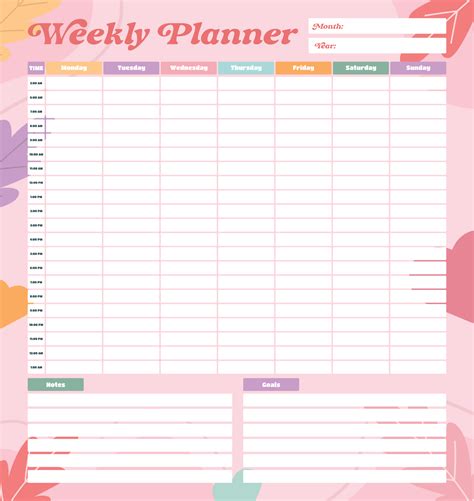 Template Weekly Schedule Printable