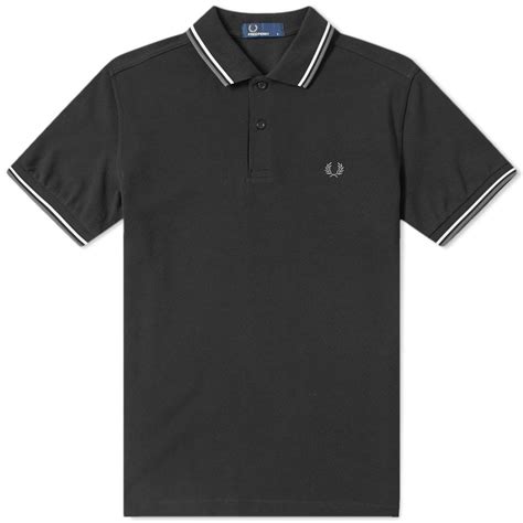 Fred Perry Authentic Twin Tipped Polo Black White And Ice End