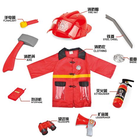 Pcs Kids Fireman Costume Firefighter Role Play Set Helmet Extinguisher