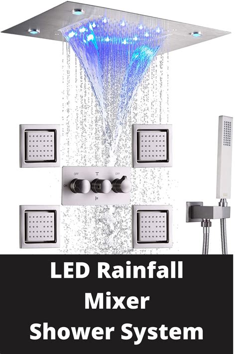 Led Rainfall Mixer Shower System Best Bathroom Faucets Mixer Shower
