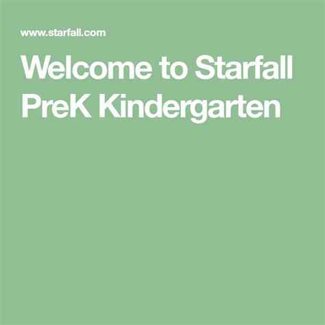 Welcome To Starfall Prek And Kindergarten