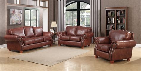 6089 Rustic Rust Leather Group Sofa Loveseat And Chair Living Room