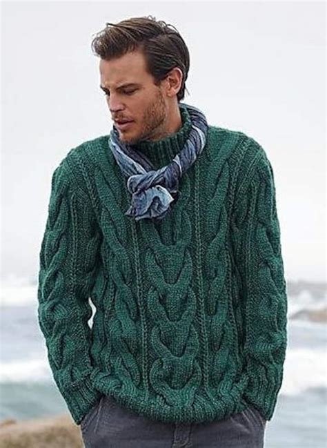 Mens Knit Sweater Chunky Knit Mens Pullover Irish Etsy Uk