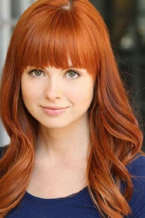 Red Hair And Bangs Does It Get Any Cuter Stunning Redhead Pretty Redhead Beautiful