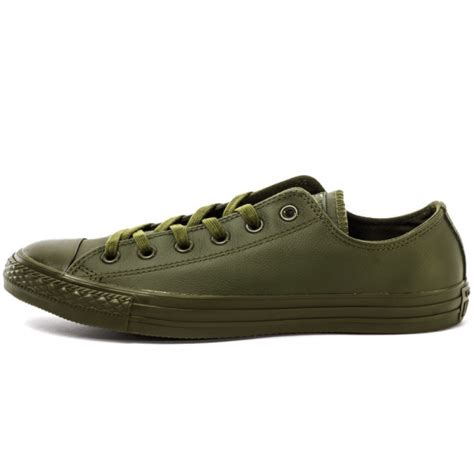 Converse All Star Leather Trainers 151106c Olive Green From Club Jj Uk