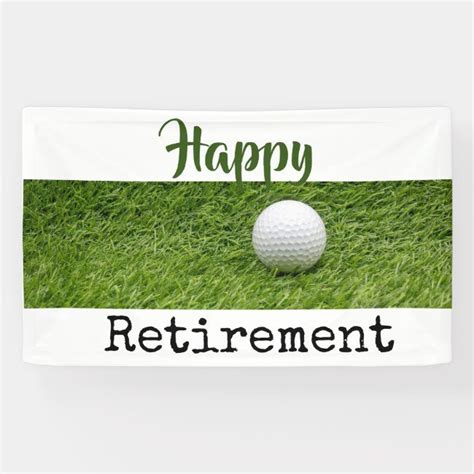 Happy Retirement With Golf Ball On Green Grass Banner Zazzle Happy