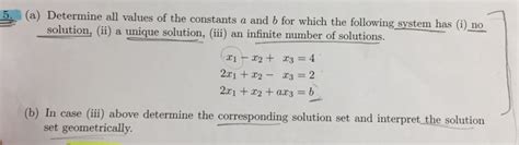 solved determine all values of the constants a and b for