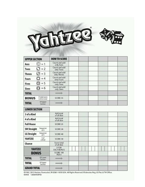 Free Yahtzee Score Card Template Printable Templates