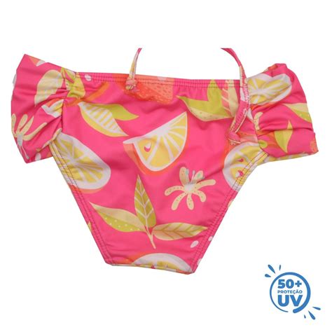 Biquíni Frutas Infantil C Proteção Uv 50 Pink Everly Moda Praia