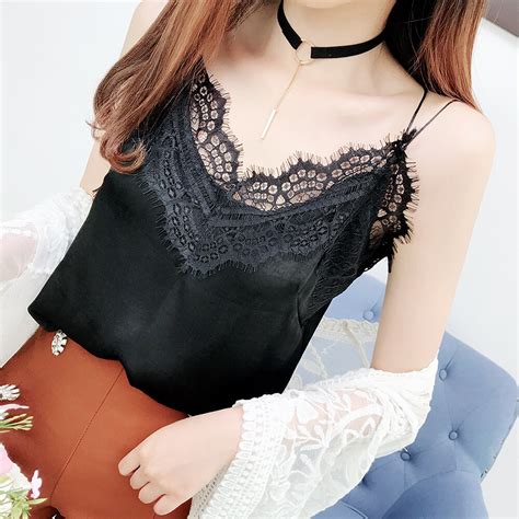 Fashion Korean Tank Top Womens Lace Patchwork Camis Ladies Clothes Backless Sexy Cropped Top