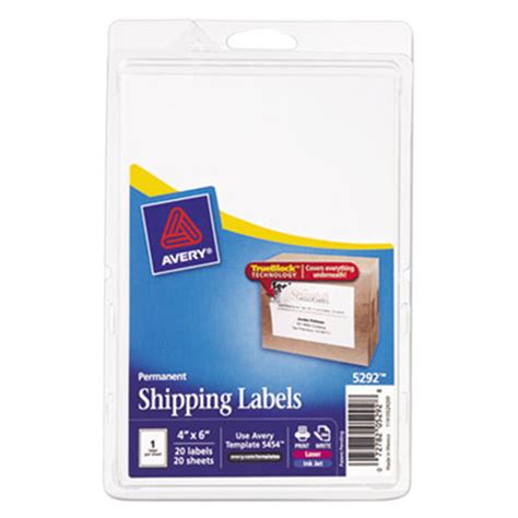 Avery® 5292 Trueblock 4 X 6 White Shipping Labels 20pack