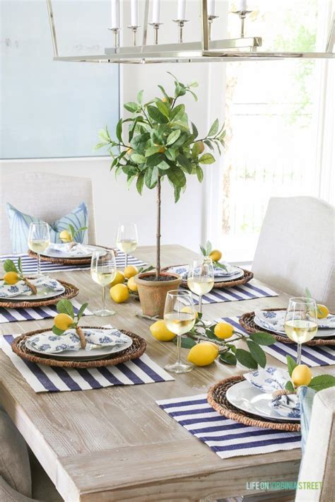 A Summer Lemon Tablescape Lemon Kitchen French Country Dining Room