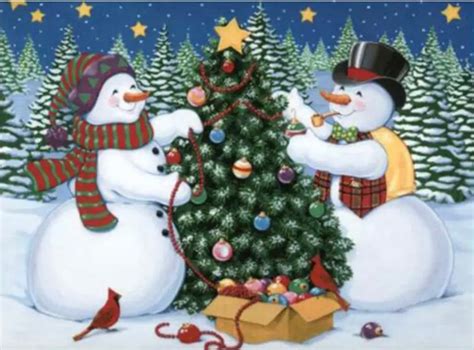 US Seller 50x40cm Old Fashioned Country Snowmen Winter Etsy