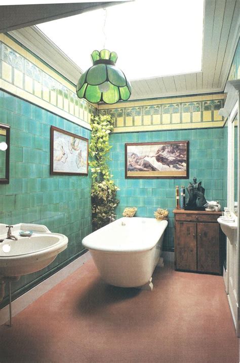 Art nouveau interior design bathroom. New William Morris style Arts & Crafts Movement Bathrooms