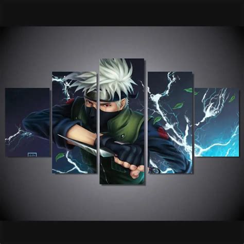 5 Panels Cartoon Anime Naruto Kakashi Canvas Paintings Poster Pictures