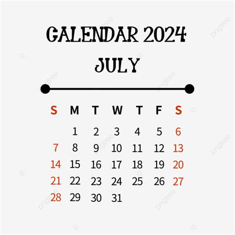 Gambar Kalender Juli Hitam Sederhana Juli Kalender Png Dan