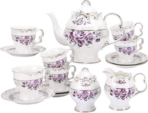 Fanquare 15 Piece Porcelain Tea Set For Adults Wedding Tea Service Large British