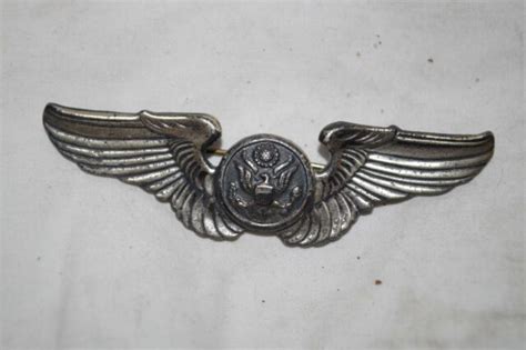 Rare Ww2 Us Army Air Corps Sterling Silver Air Crew Wings Pin Insignia