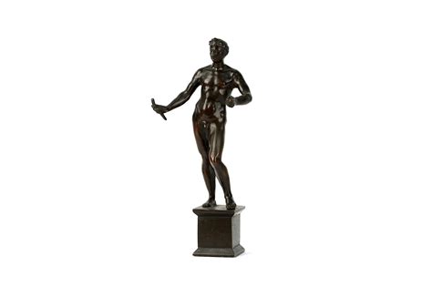 A Th Century Italo Flemish Bronze Figure Of Julius Caesar The Nude Figure Standing A Contra Pos
