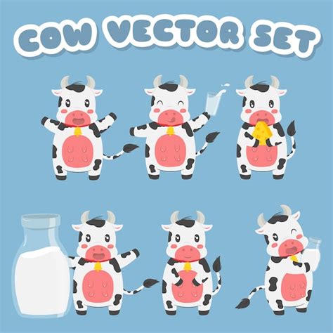 Premium Vector Cute Farm Cow Holding Milk Collection