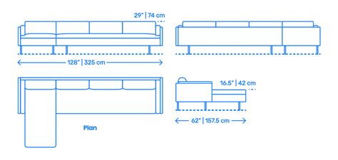 Bolster Sectional Chaise Dimensions And Drawings