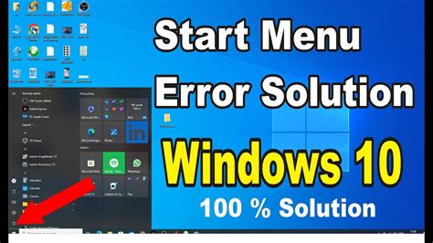 How To Windows 10 Start Menu Not Workingstart Menu Error Solution
