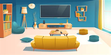 Vector Cartoon Living Room With Sofa Tv Stock Vector