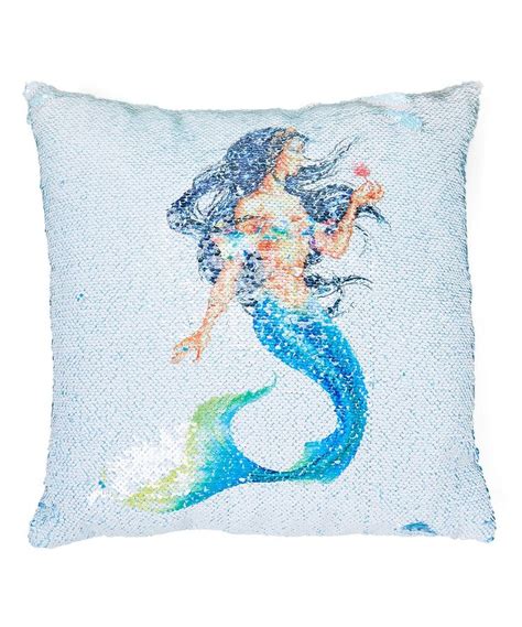 Shopmyxx White And Blue Mermaid Sequin Throw Pillow Sequin Throw