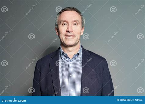 Portrait Of A Middle Aged Man Indoor Stock Photo Image Of Older Grey