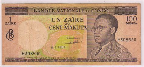 Congo Democratic Republic 100 Makuta 1967 Used Currency Note Kb