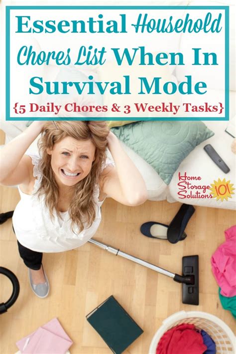 Essential Household Chores List When In Survival Mode Daily Chores Weekly Tasks