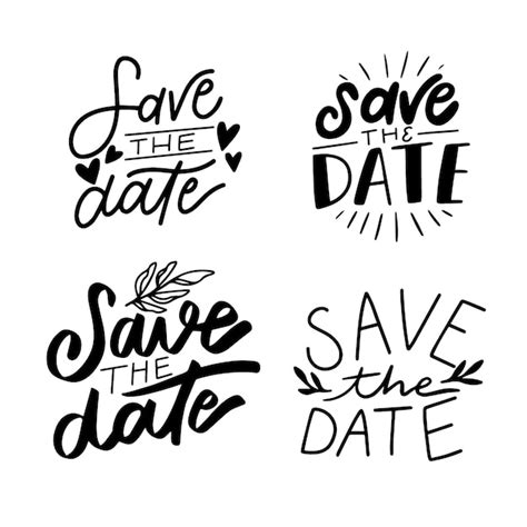 Free Vector Save The Date Lettering Collection Set