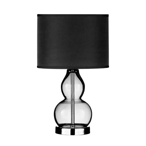 Smoke Grey Glass And Chrome Table Lamp With Black Shade At Barnitts Online Store Uk Barnitts