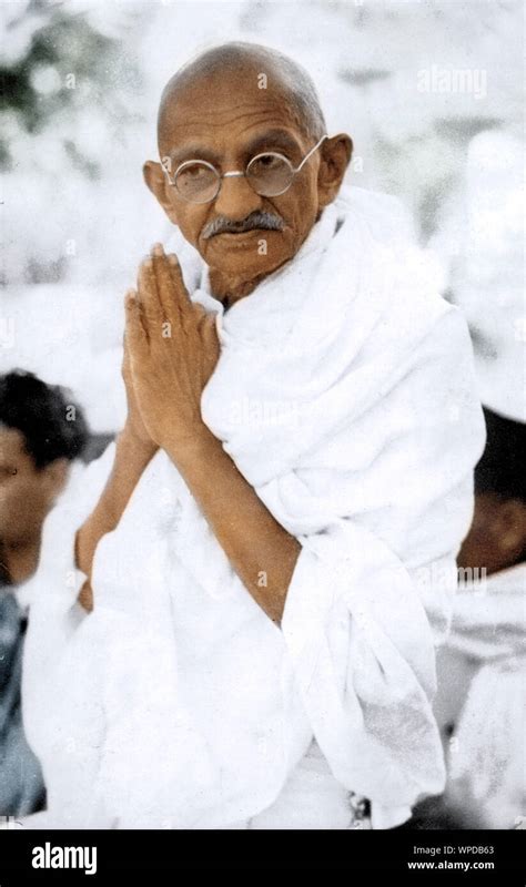 Mahatma Gandhi With Folded Hands Namaste Namaskar Delhi India Asia