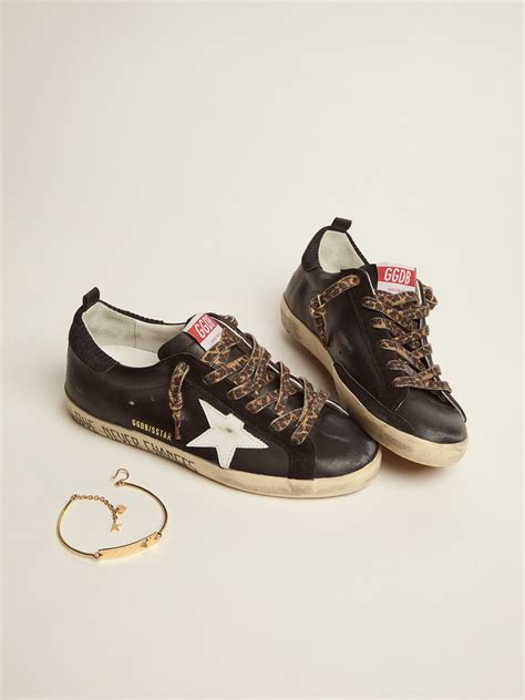 Super Star Sneakers With Black Upper And Gold Ankle Guard Golden Goose