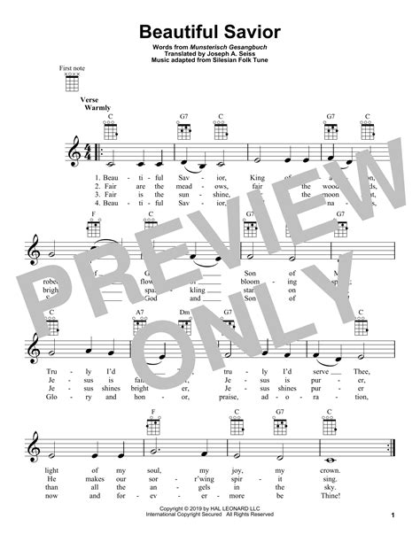 Traditional Hymn Beautiful Savior Sheet Music Notes Download