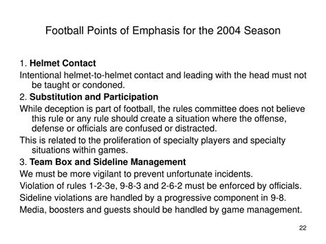 Ppt 2004 Nfhs Football Rule Changes Editorial Changes Points Of