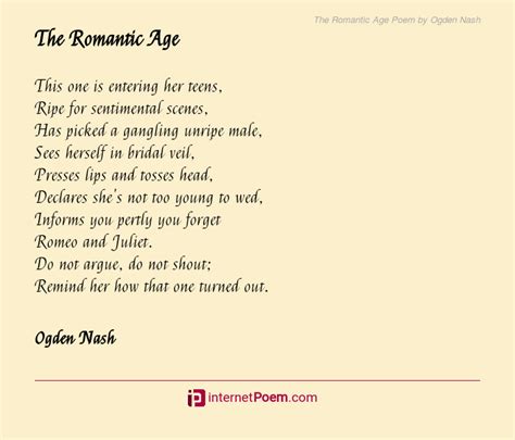 The Romantic Age Poem By Ogden Nash
