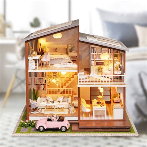 Cute Families House Miniature Dollhouse Slow Time Loft