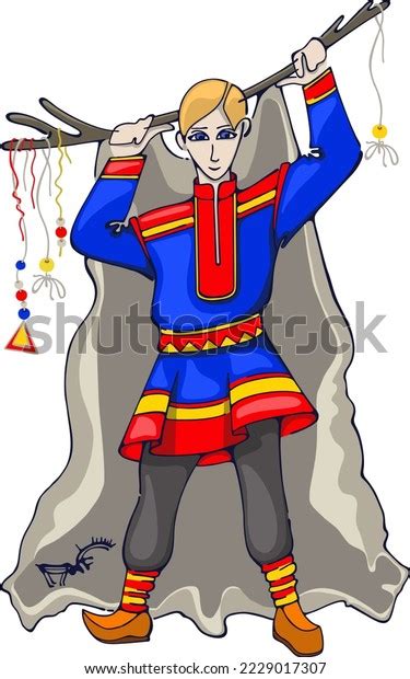 Vector Drawing Sami Boy National Costume Stock Vector Royalty Free