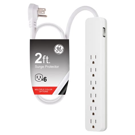 Ge 6 Outlet 2 Ft Surge Protector White