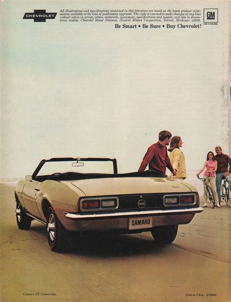 Gm 1968 Chevrolet Camaro Sales Brochure Chevrolet Camaro Chevrolet