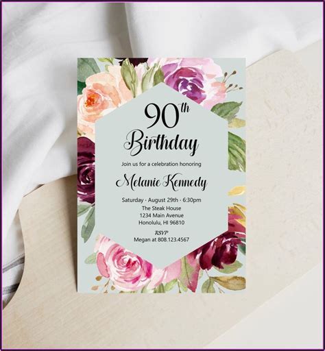 90th Birthday Invitations With Photo Invitations Resume Template