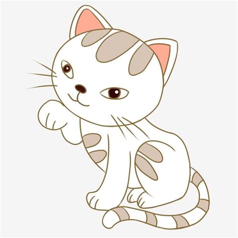 Gambar Tangan Dicat Indah Beruntung Anak Kucing Haiwan Gambar Kartun