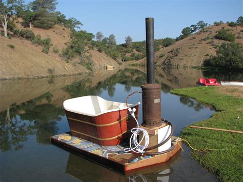 Customize your bath with this comfortflo soaking bathtub heater. Floating tub with on-board wood-burning water heater ...
