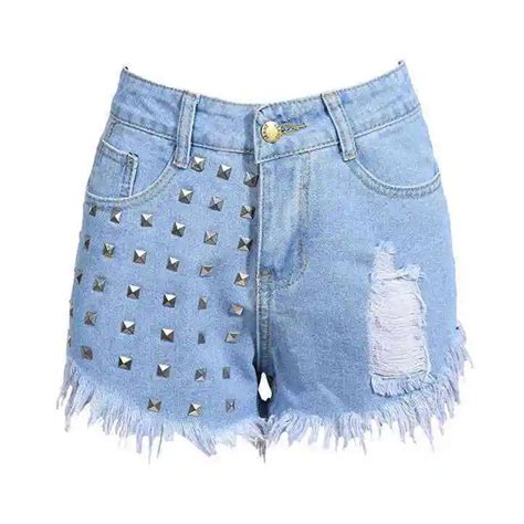 0654 Summer Blackwhite Denim Shorts Women Rivet Mini Shorts Sexy Fashion England Style Jeans