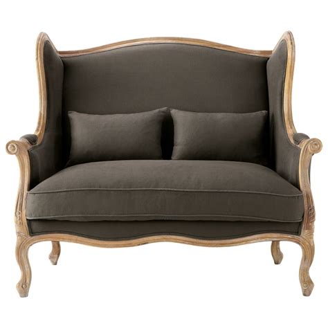 2 poltroncine l53 decò originali buone condizioni e 400 zona san giovanni.video disponibile su sito. Divanetto grigio talpa in lino 2 posti Manoir | Maisons du Monde